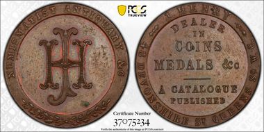 (c.1820) Tk 1D Numismatist Antiquary J. Henry Coins & Medals MS64BN