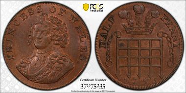 1795 Tk 1/2D DH-977 Middlesex, National MS64BN