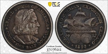 1892 50C Columbian XF40