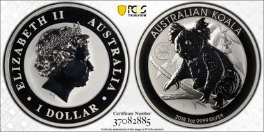 2018-P $1 Koala Ag-Dog Privy MS69