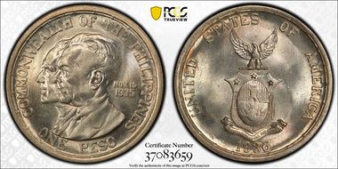 1936-M Peso Murphy-Quezon MS65