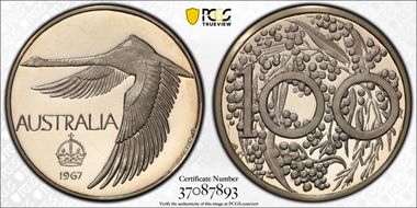 1967 $1 X-M2 Plain Edge PR64DCAM