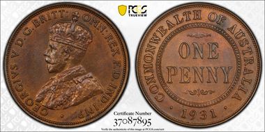 1931 (m) 1D English obverse Aligned date MS63BN