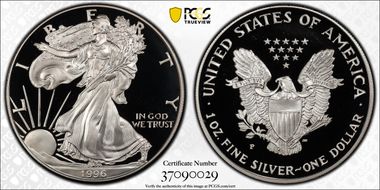 1996-P $1 Silver Eagle PR69DCAM
