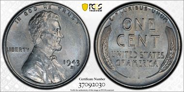 1943-D 1C MS65