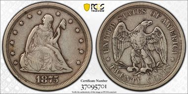 1875-S 20C MPD FS-301 VF25