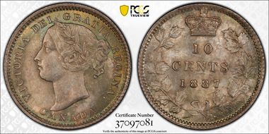 1887/7 10C MS64+
