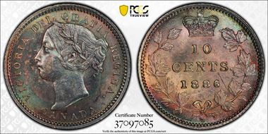 1886 10C Small 6 OT5 MS64