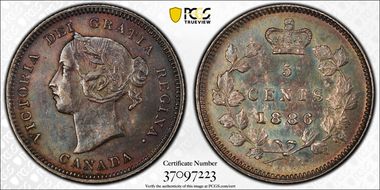 1886 5C Small 6 AU58