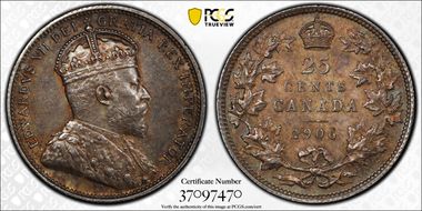 1906 25C Small Rev Crown MS62