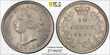 1893 10C Flat Top 3 9/9 MS65