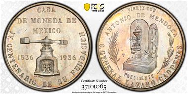 1936 Medal Grove-490a Ag Casa De Moneda MS65