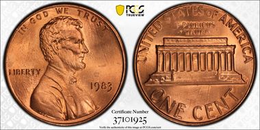 1983 1C Doubled Die Reverse MS67RD