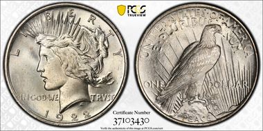1922 $1 VAM 5 Tripled Leaves MS64+