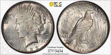 1923-S $1 VAM 1C, Pitted Reverse MS62