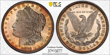 1878 8TF $1 VAM 14.7 Flake on Ear MS63PL