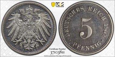 1902-A 5 Pfg J-12 PR66CAM