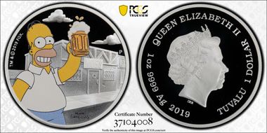 2019-P $1 Homer Simpson First Strike PR70DCAM
