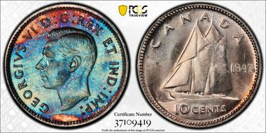 1947 10C Maple Leaf MS65