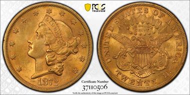 1872-S $20 MS61