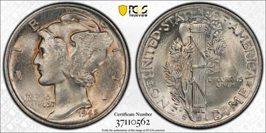 1945-S 10C MS66