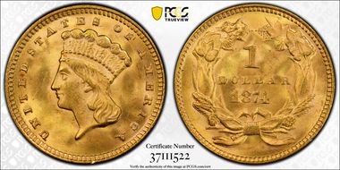 1874 G$1 MS65