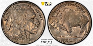 1937-D 5C 3 Legs MS62