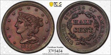 1855 1/2C MS65BN