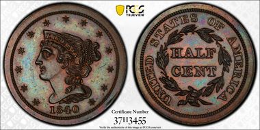 1840 1/2C Restrike PR65BN