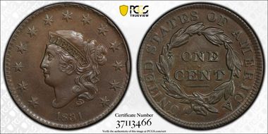 1831 1C Medium Letters AU58BN