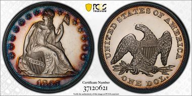 1855 $1 PR63CAM