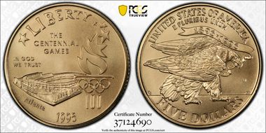 1995-W $5 Stadium MS70