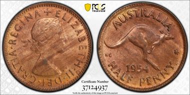 1954 Y. (p) 1/2D MS64RB