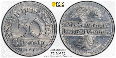 1920-D 50 Pfg J-301 MS66