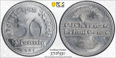 1921-D 50 Pfg J-301 MS65
