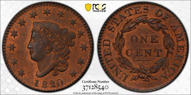 1820/19 1C Newcomb 3 MS66RB