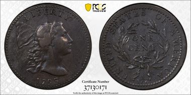 1793 1C Liberty Cap, S-14 AU50BN