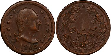 1863 CWT F-112/396a, GW-661 Wilson's Medal AU58BN