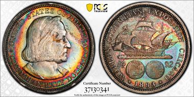 1893 50C Columbian AU55