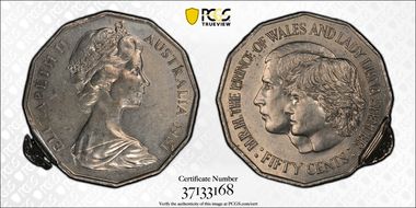 1981 50C Wedding AU58