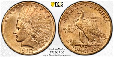1910 $10 AU58
