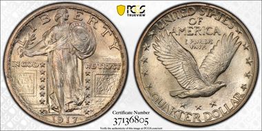 1917-D 25C Type 2 MS65FH