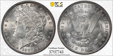 1887 $1 VAM 12, Alligator Eye MS63