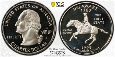 1999-S 25C Delaware Silver PR70DCAM