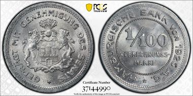 1923 1/100 VM J-N35 Notgeld MS66