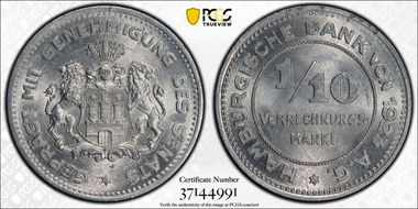 1923 1/10 VM J-N37 Notgeld MS65