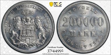 1923-J 200K Mk Jaeger-N33 Notgeld MS66