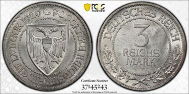 1926-A 3 Mk Lubeck J-323 MS64+