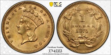 1874 G$1 MS62