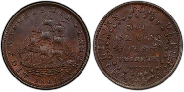 1841 AE Token HT-16, Daniel Webster MS63BN